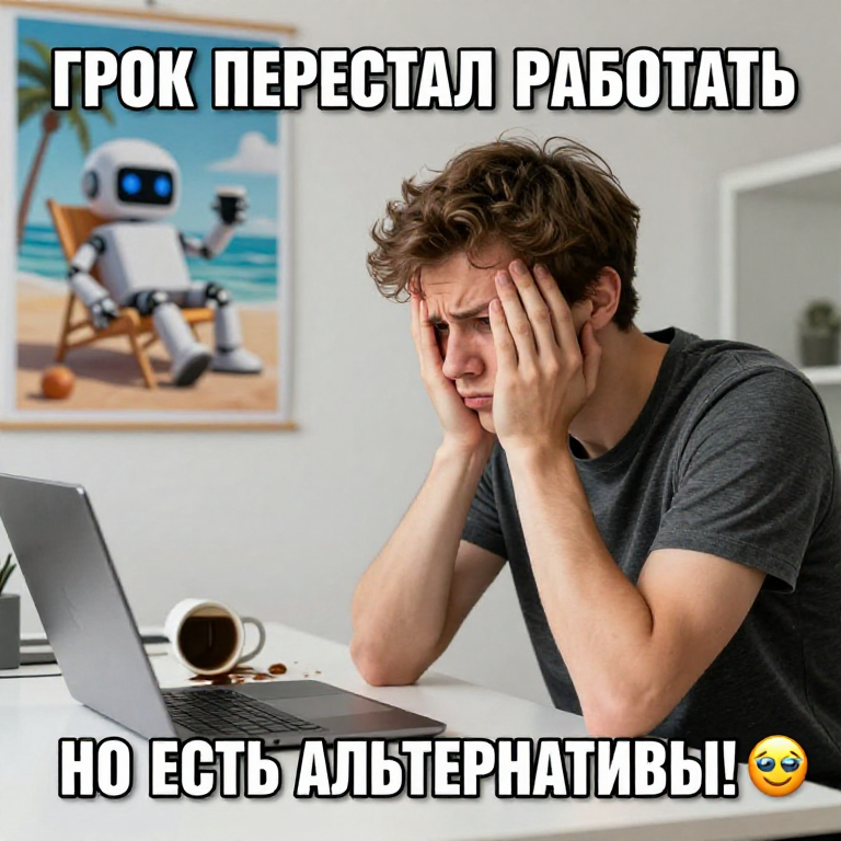 Грок перестал работать? 😩 Узнайте, почему это происходит в 2025 году, как быстро проверить статус и какие крутые альтернативы (Claude, Gemini, ChatGPT и другие) спасут ситуацию. Доступ ко всем топовым ИИ-моделям без ограничений + промокод на 75% бонуса! 🚀